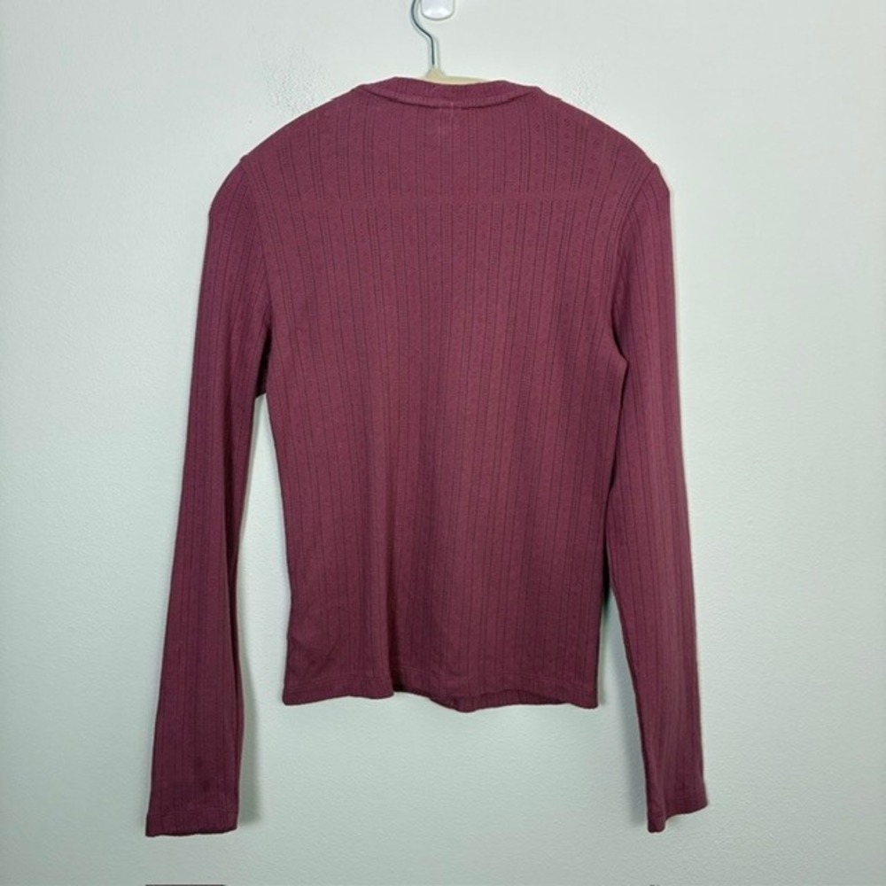 Gap Rose Pointelle Knit Button Front Cardigan Long Sleeve Cotton Women's S 90s - Picture 5 of 7
